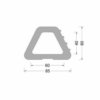Gummi-Delta-Fenderprofil 85x60mm
